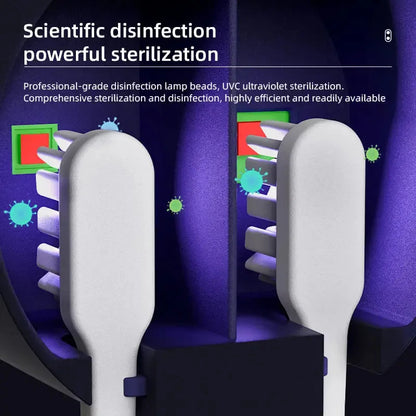 UVC ultraviolet sterilization toothbrush holder with purple disinfection light