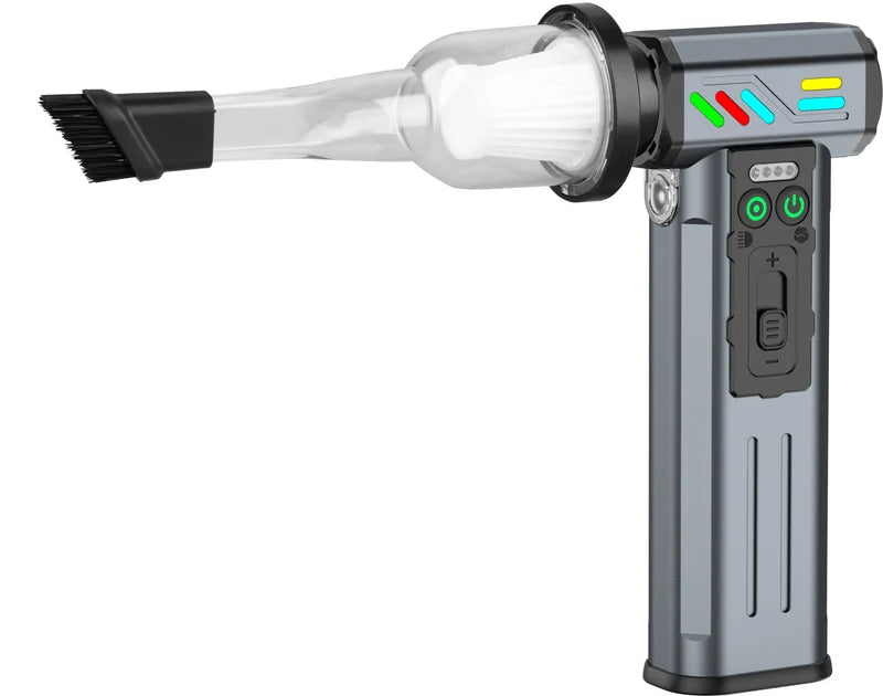 Handheld cordless vacuum cleaner with brush attachment and digital display